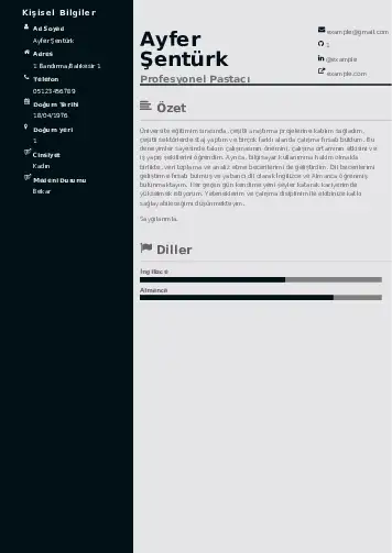 Pastacı Cv Örnekleri cv indir